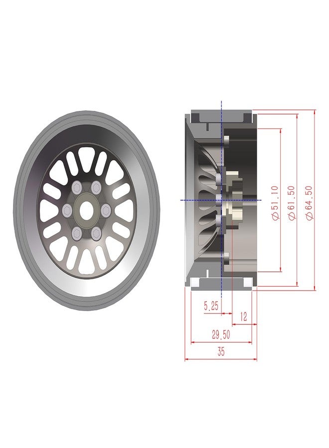 TCRC 4PCS Aluminum 2.2 Inch High Mass Beadlock Wheels Hubs for 1/10 Axial Wraith RR10 YETI SCX10 D90 TRAXXAS TRX4 CC01 RC Crawler Car,Chrome+Purple - Image 4